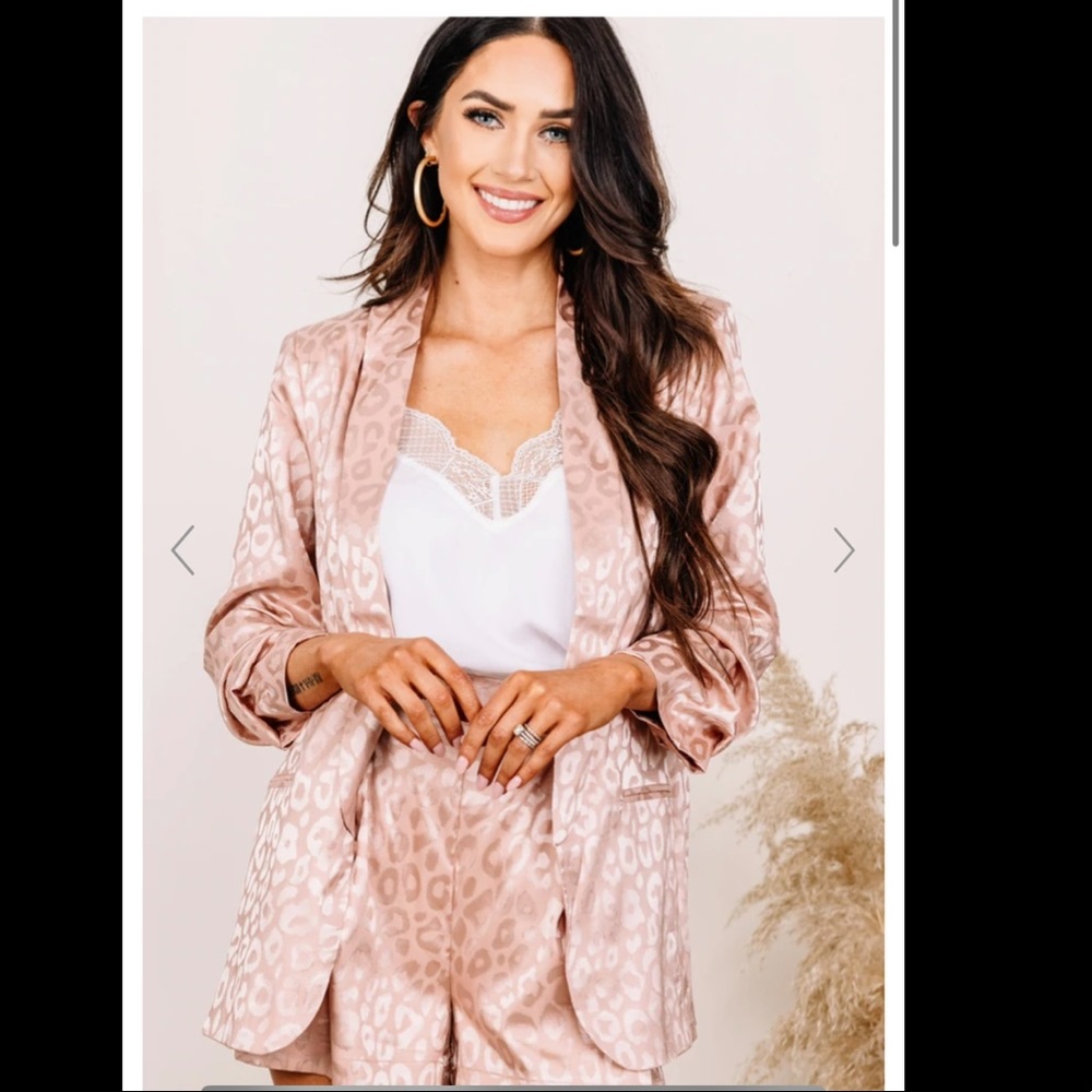 Blush Pink Satin Leopard Shorts